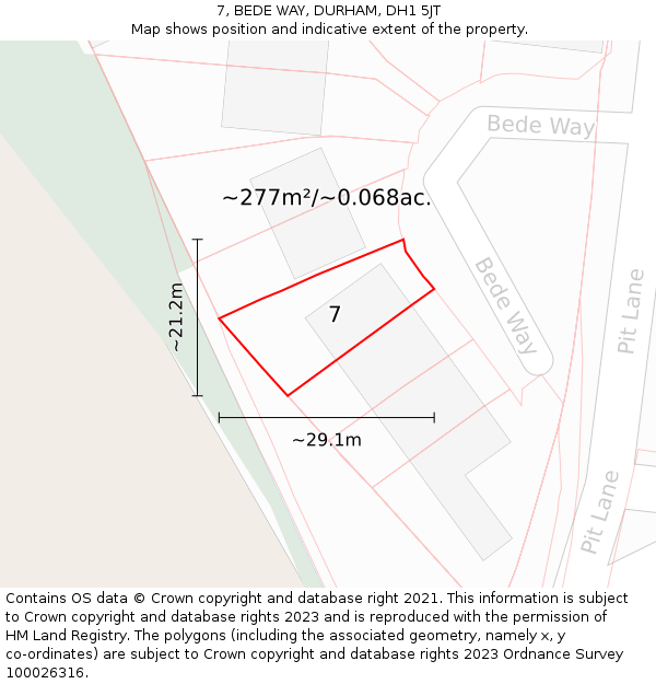 7, BEDE WAY, DURHAM, DH1 5JT: Plot and title map