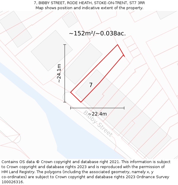 7, BIBBY STREET, RODE HEATH, STOKE-ON-TRENT, ST7 3RR: Plot and title map