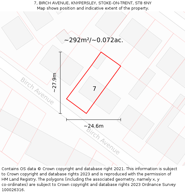 7, BIRCH AVENUE, KNYPERSLEY, STOKE-ON-TRENT, ST8 6NY: Plot and title map