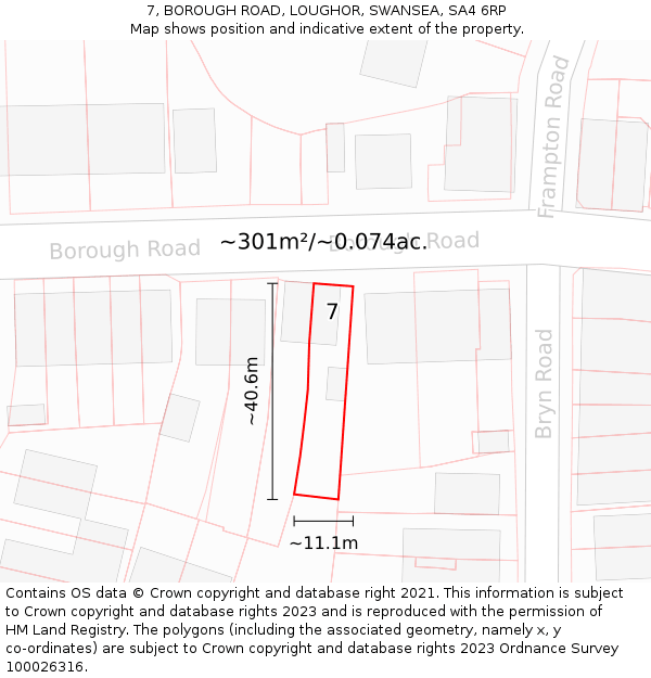 7, BOROUGH ROAD, LOUGHOR, SWANSEA, SA4 6RP: Plot and title map