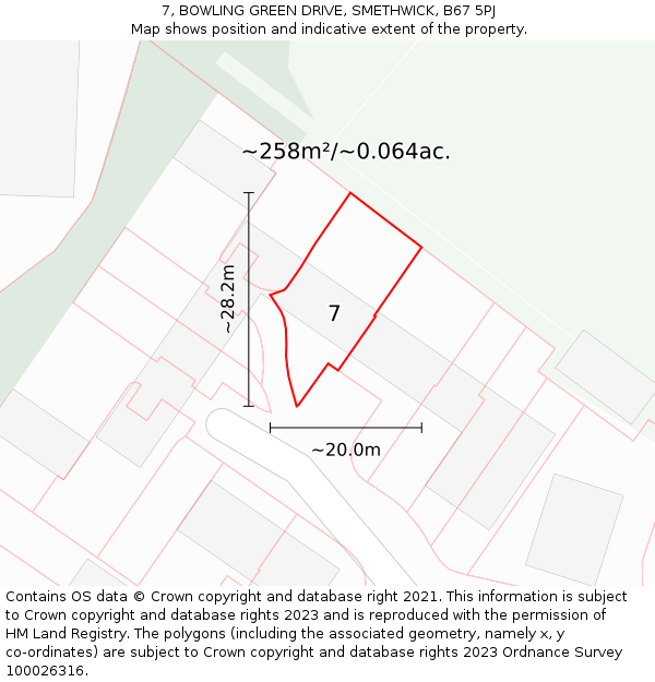 7, BOWLING GREEN DRIVE, SMETHWICK, B67 5PJ: Plot and title map