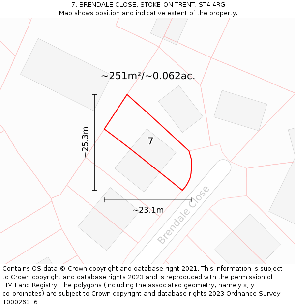 7, BRENDALE CLOSE, STOKE-ON-TRENT, ST4 4RG: Plot and title map