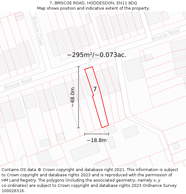 7, BRISCOE ROAD, HODDESDON, EN11 9DQ: Plot and title map