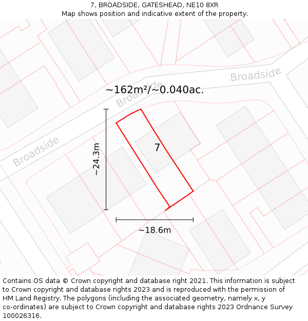 7, BROADSIDE, GATESHEAD, NE10 8XR: Plot and title map