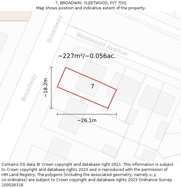 7, BROADWAY, FLEETWOOD, FY7 7DQ: Plot and title map