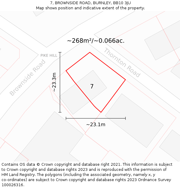 7, BROWNSIDE ROAD, BURNLEY, BB10 3JU: Plot and title map