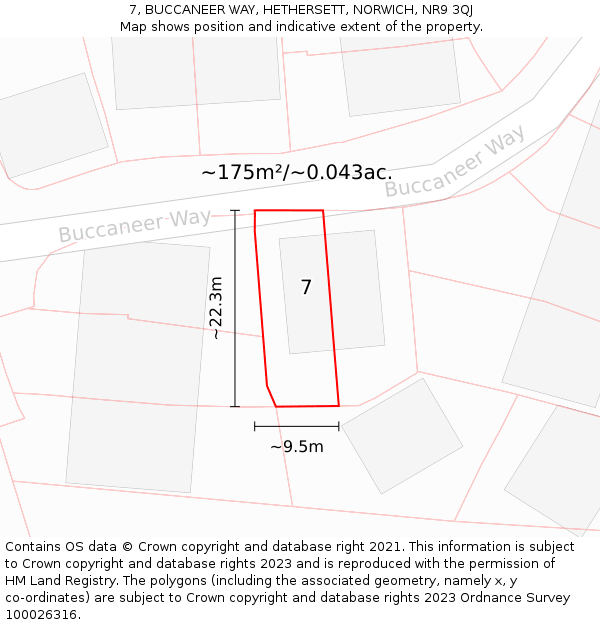 7, BUCCANEER WAY, HETHERSETT, NORWICH, NR9 3QJ: Plot and title map