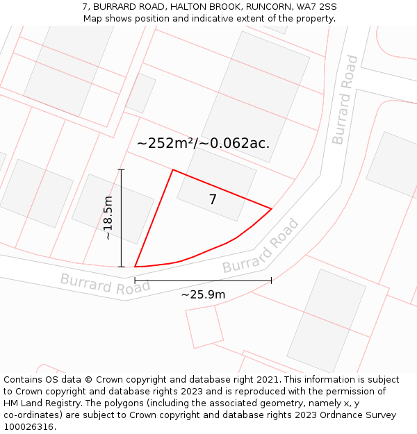 7, BURRARD ROAD, HALTON BROOK, RUNCORN, WA7 2SS: Plot and title map