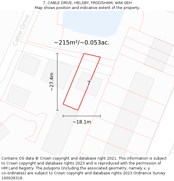 7, CABLE DRIVE, HELSBY, FRODSHAM, WA6 0EH: Plot and title map