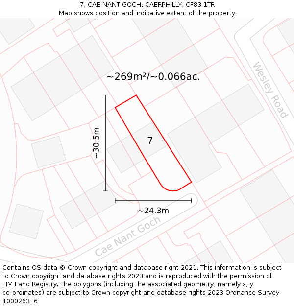 7, CAE NANT GOCH, CAERPHILLY, CF83 1TR: Plot and title map