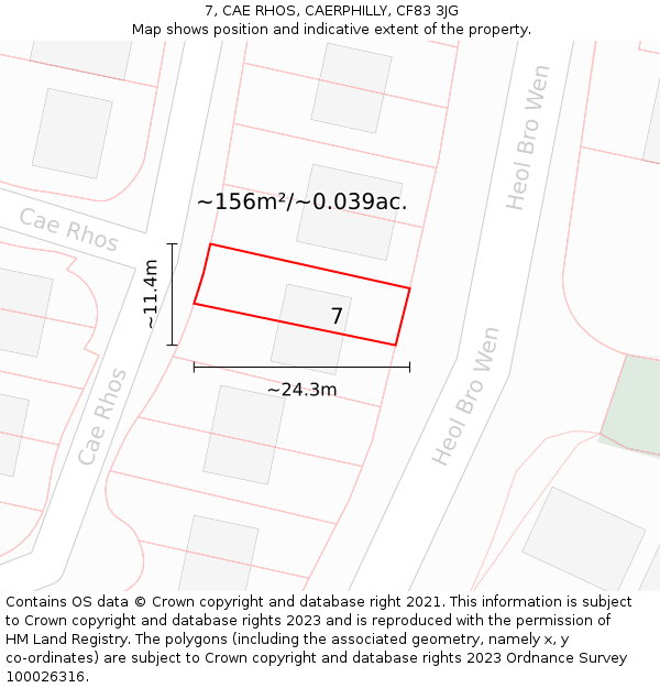 7, CAE RHOS, CAERPHILLY, CF83 3JG: Plot and title map