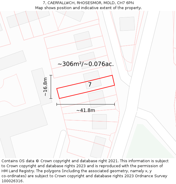 7, CAERFALLWCH, RHOSESMOR, MOLD, CH7 6PN: Plot and title map