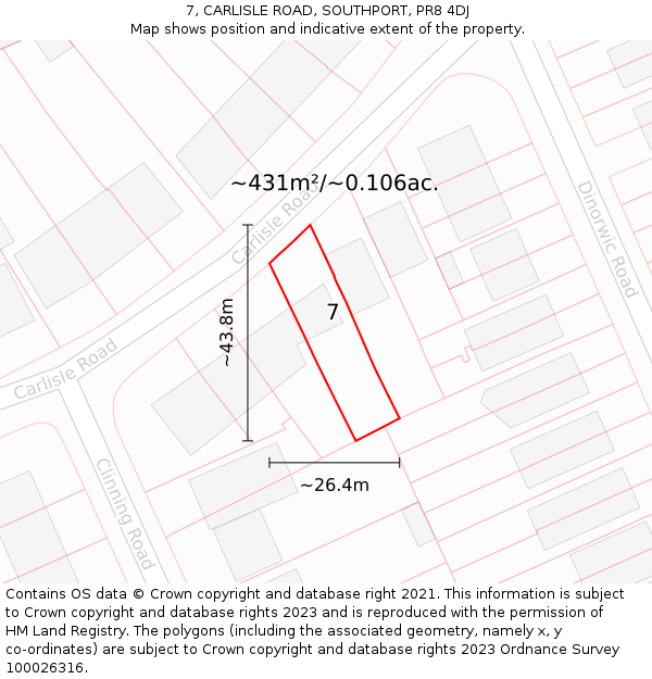 7, CARLISLE ROAD, SOUTHPORT, PR8 4DJ: Plot and title map