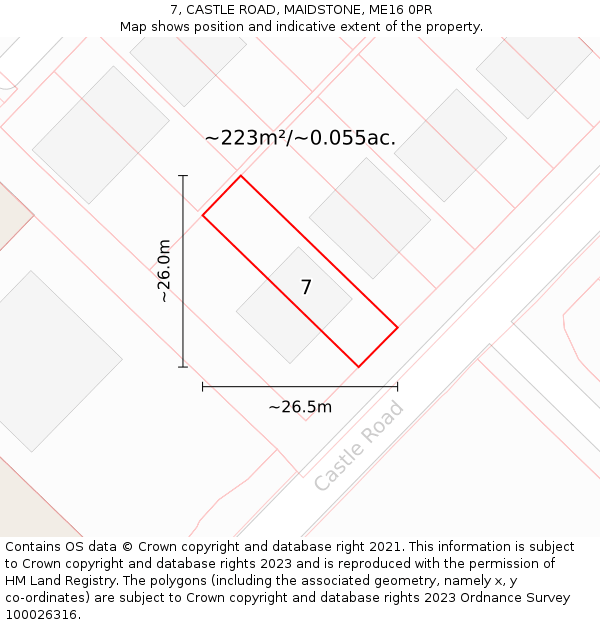 7, CASTLE ROAD, MAIDSTONE, ME16 0PR: Plot and title map