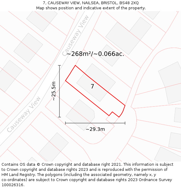 7, CAUSEWAY VIEW, NAILSEA, BRISTOL, BS48 2XQ: Plot and title map