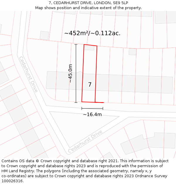 7, CEDARHURST DRIVE, LONDON, SE9 5LP: Plot and title map