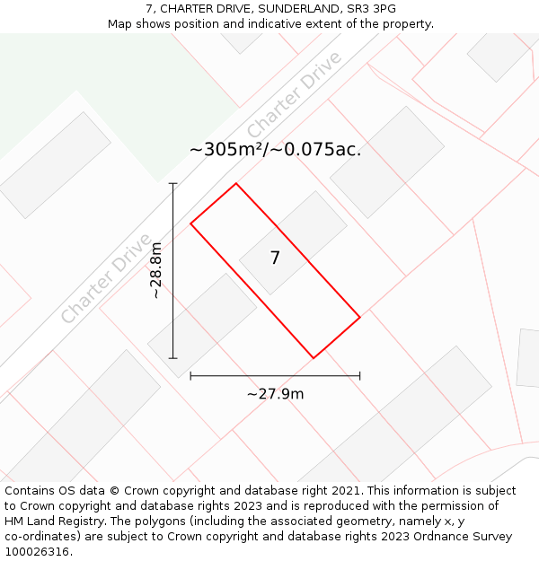 7, CHARTER DRIVE, SUNDERLAND, SR3 3PG: Plot and title map