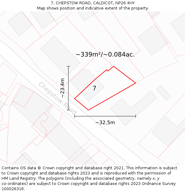 7, CHEPSTOW ROAD, CALDICOT, NP26 4HY: Plot and title map