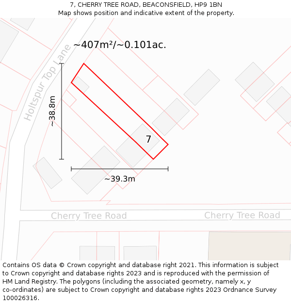 7, CHERRY TREE ROAD, BEACONSFIELD, HP9 1BN: Plot and title map