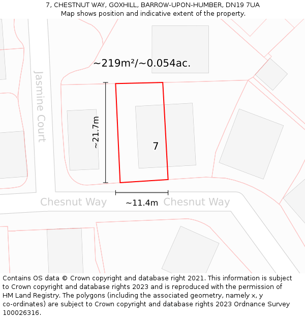 7, CHESTNUT WAY, GOXHILL, BARROW-UPON-HUMBER, DN19 7UA: Plot and title map