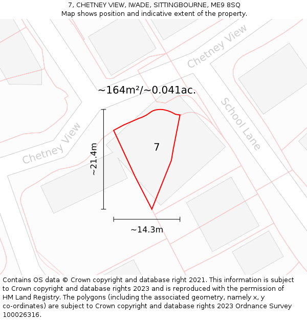 7, CHETNEY VIEW, IWADE, SITTINGBOURNE, ME9 8SQ: Plot and title map