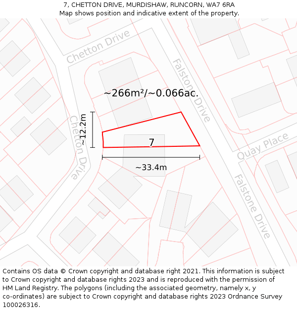 7, CHETTON DRIVE, MURDISHAW, RUNCORN, WA7 6RA: Plot and title map