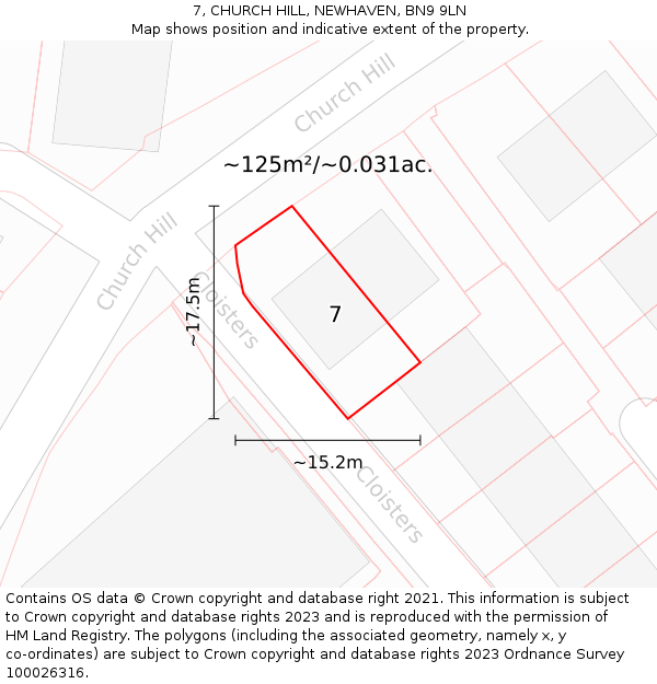 7, CHURCH HILL, NEWHAVEN, BN9 9LN: Plot and title map