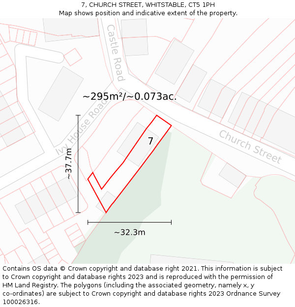 7, CHURCH STREET, WHITSTABLE, CT5 1PH: Plot and title map