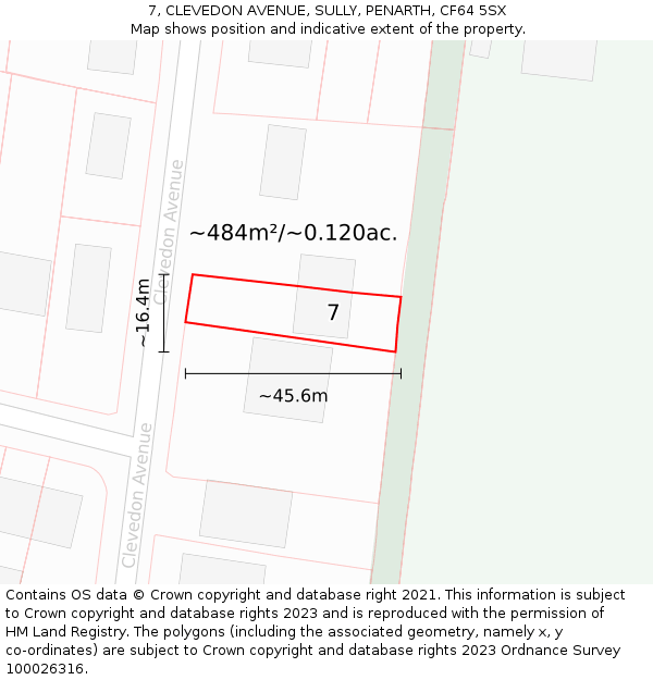 7, CLEVEDON AVENUE, SULLY, PENARTH, CF64 5SX: Plot and title map