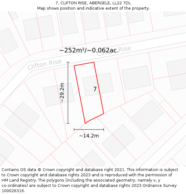 7, CLIFTON RISE, ABERGELE, LL22 7DL: Plot and title map