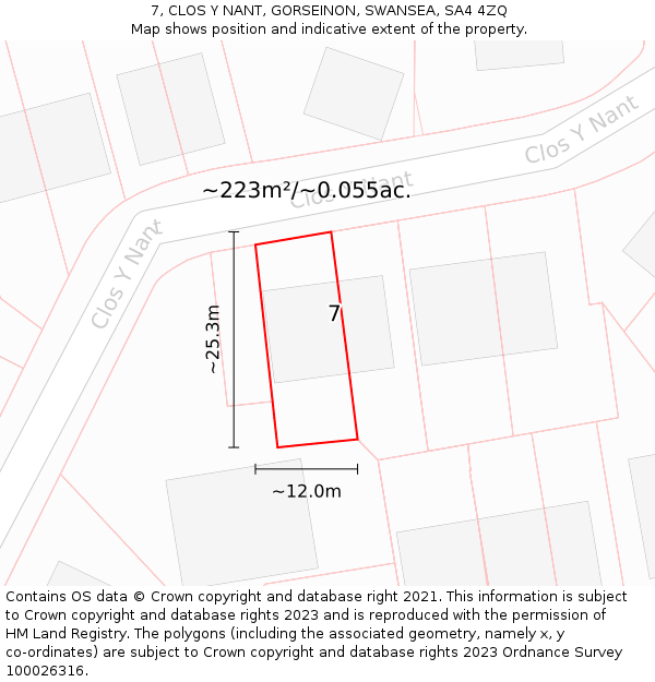 7, CLOS Y NANT, GORSEINON, SWANSEA, SA4 4ZQ: Plot and title map