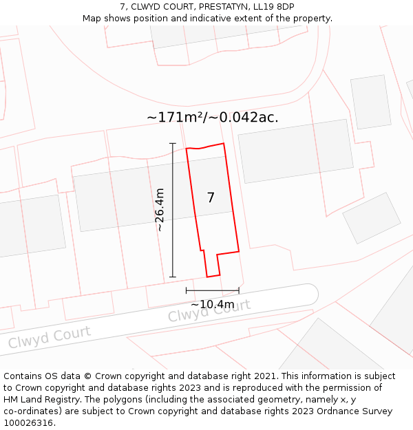 7, CLWYD COURT, PRESTATYN, LL19 8DP: Plot and title map