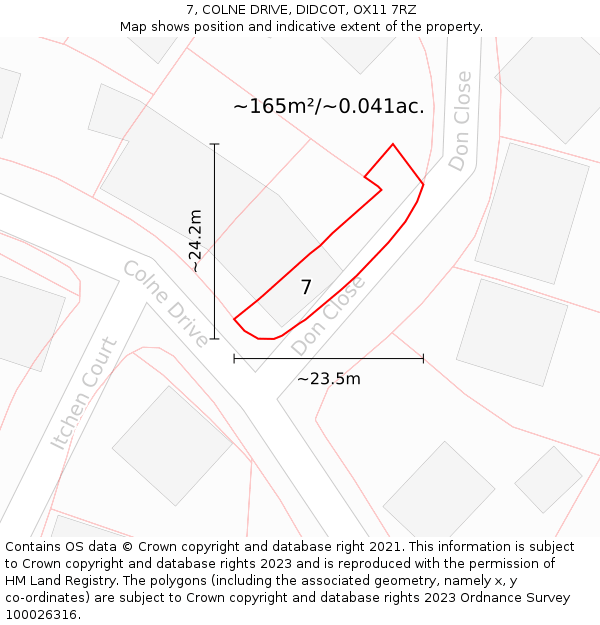 7, COLNE DRIVE, DIDCOT, OX11 7RZ: Plot and title map