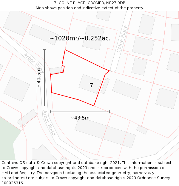 7, COLNE PLACE, CROMER, NR27 9DR: Plot and title map