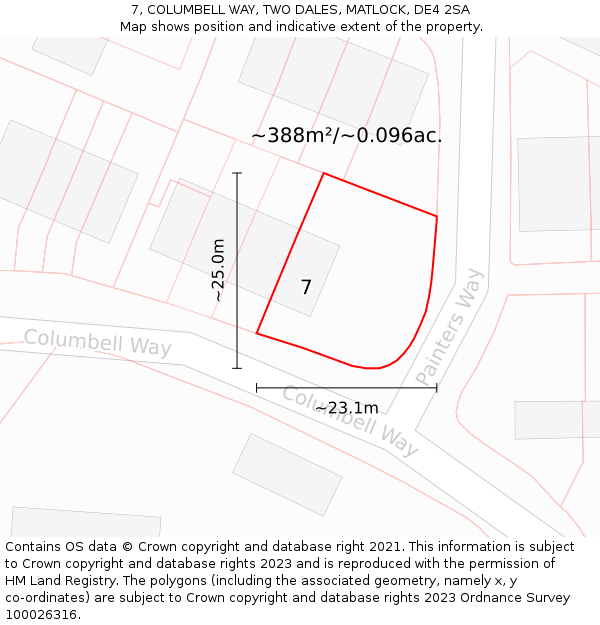 7, COLUMBELL WAY, TWO DALES, MATLOCK, DE4 2SA: Plot and title map