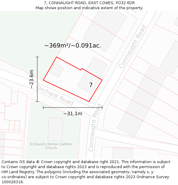 7, CONNAUGHT ROAD, EAST COWES, PO32 6DR: Plot and title map