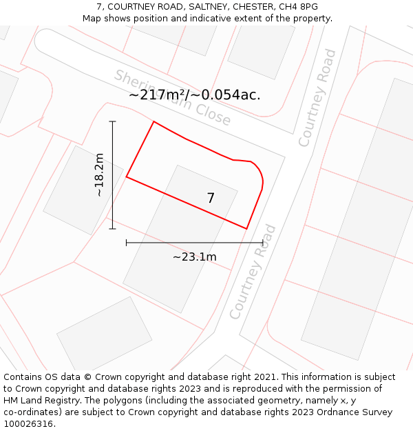 7, COURTNEY ROAD, SALTNEY, CHESTER, CH4 8PG: Plot and title map