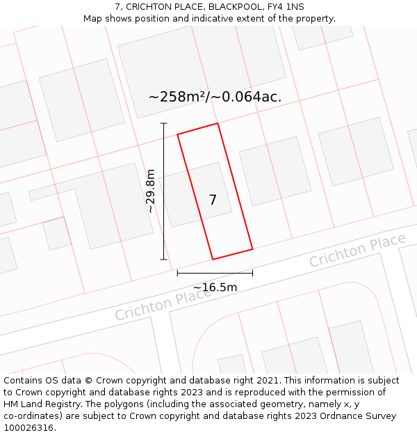 7, CRICHTON PLACE, BLACKPOOL, FY4 1NS: Plot and title map