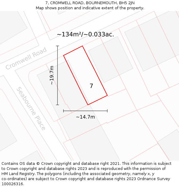 7, CROMWELL ROAD, BOURNEMOUTH, BH5 2JN: Plot and title map