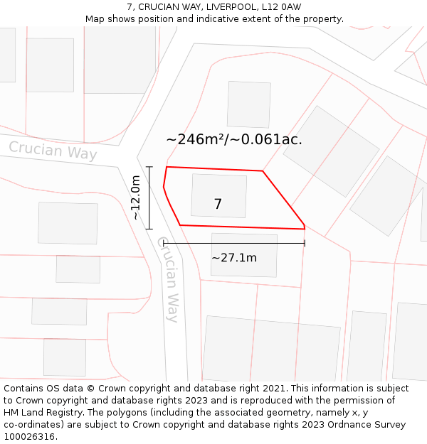 7, CRUCIAN WAY, LIVERPOOL, L12 0AW: Plot and title map