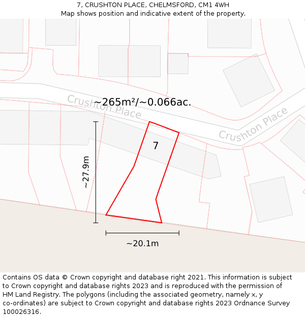 7, CRUSHTON PLACE, CHELMSFORD, CM1 4WH: Plot and title map