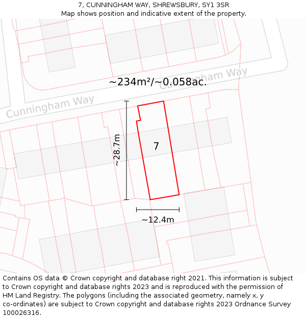 7, CUNNINGHAM WAY, SHREWSBURY, SY1 3SR: Plot and title map