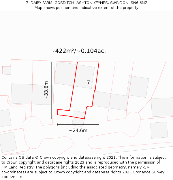 7, DAIRY FARM, GOSDITCH, ASHTON KEYNES, SWINDON, SN6 6NZ: Plot and title map