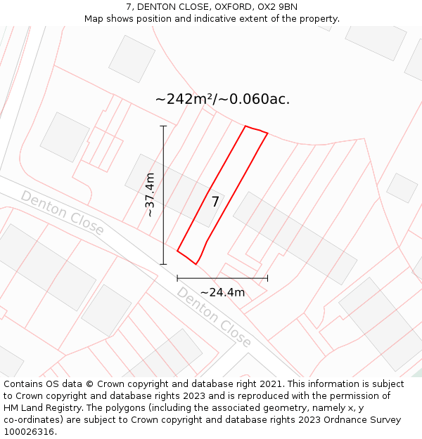 7, DENTON CLOSE, OXFORD, OX2 9BN: Plot and title map