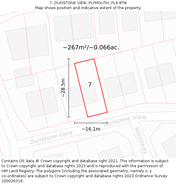 7, DUNSTONE VIEW, PLYMOUTH, PL9 8TW: Plot and title map