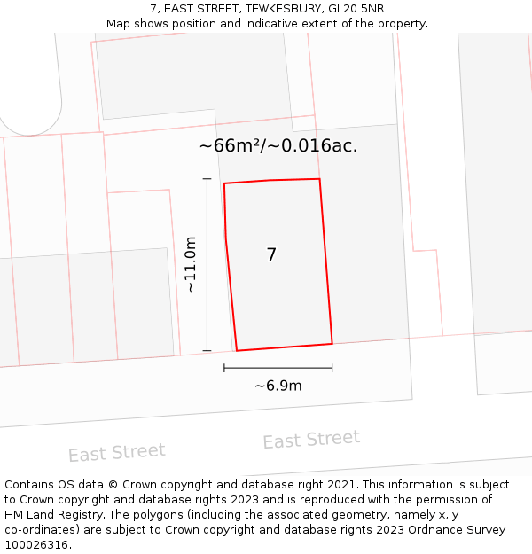 7, EAST STREET, TEWKESBURY, GL20 5NR: Plot and title map