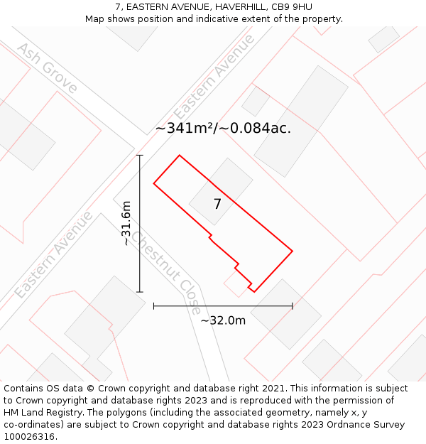 7, EASTERN AVENUE, HAVERHILL, CB9 9HU: Plot and title map