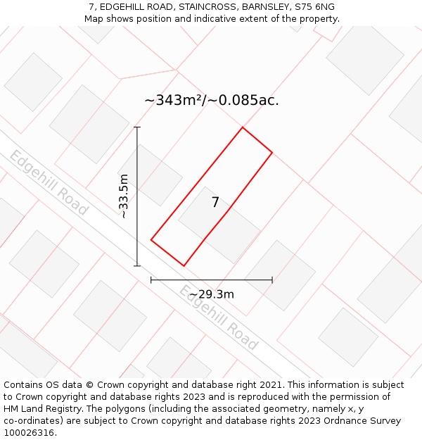 7, EDGEHILL ROAD, STAINCROSS, BARNSLEY, S75 6NG: Plot and title map