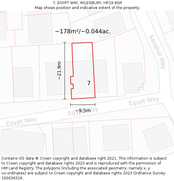 7, EGYPT WAY, AYLESBURY, HP19 8GP: Plot and title map