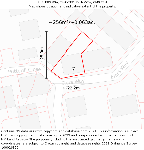 7, ELERS WAY, THAXTED, DUNMOW, CM6 2FN: Plot and title map